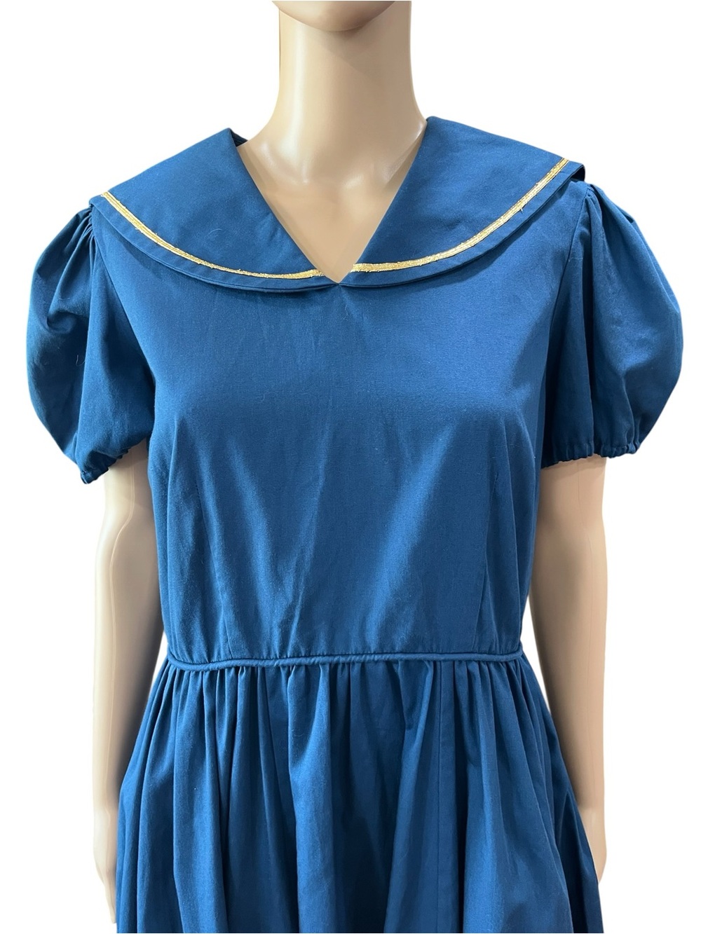 Vintage Style Blue Sailor Dress | Handmade Nautical Middy Pinup Dresee-M/L - Picture 3 of 8